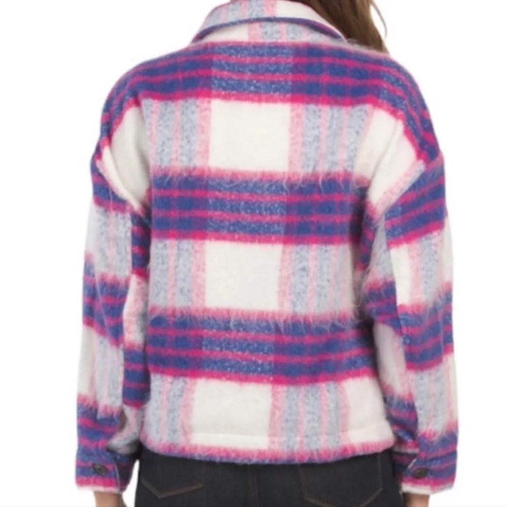 Blanknyc Plaid Boxy Crop Oversized Shacket Size S - Picture 2 of 11